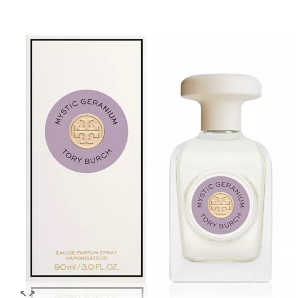 Tory Burch Mystic Geranium Perfume Box with Gold and Purple Accents 90ML